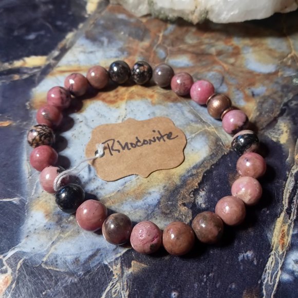 Rhodonite Gemstone Healing Bracelet - Picture 2 of 3